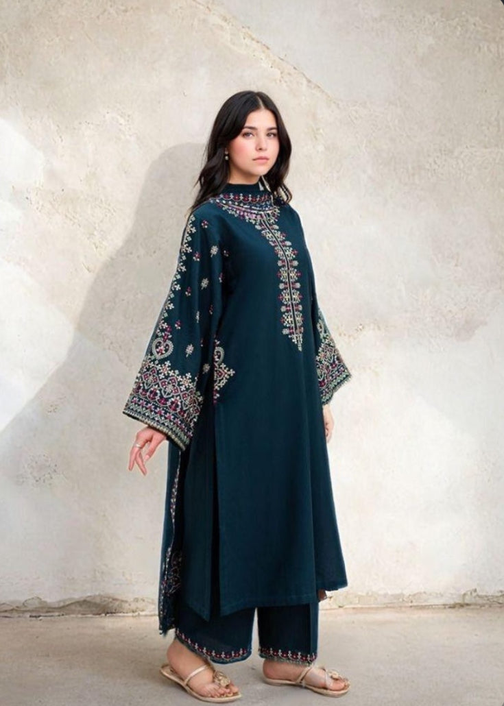 Aadab Embroidered - Teal - 3pcs